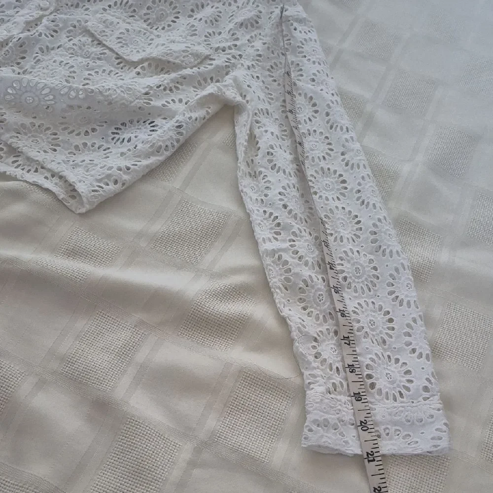 Guess White Embroidered Eyelet Button-Down Shirt - Picture 10 of 16